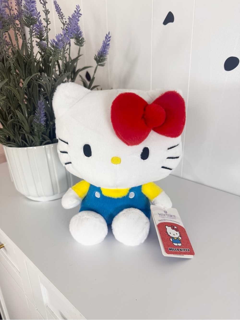 Warmies x Sanrio Hello Kitty Plush Toy - White with Red Bow and Blue  BIN#18